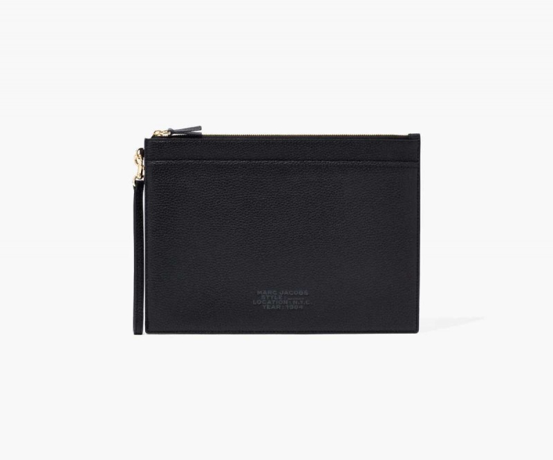 Black Women's Marc Jacobs Large Leather Wristlet Wallets | USA000385