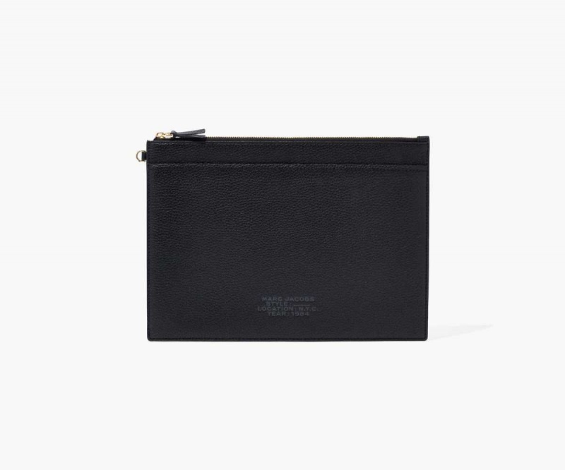 Black Women's Marc Jacobs Large Leather Wristlet Wallets | USA000385