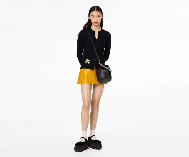 Black Women's Marc Jacobs Leather Bucket Bags | USA000152