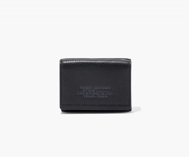 Black Women's Marc Jacobs Leather Medium Trifold Wallets | USA000388