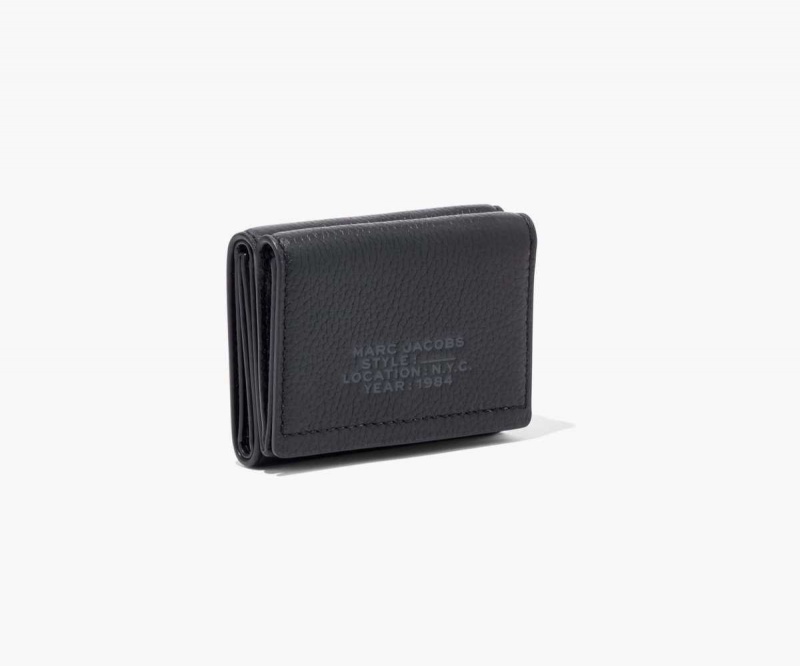 Black Women's Marc Jacobs Leather Medium Trifold Wallets | USA000388