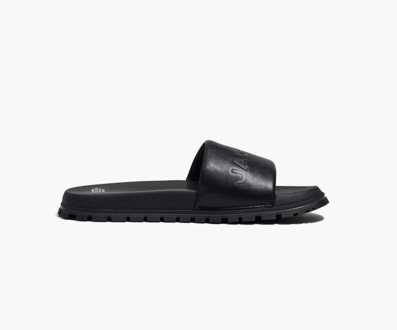 Black Women's Marc Jacobs Leather Slides | USA000820