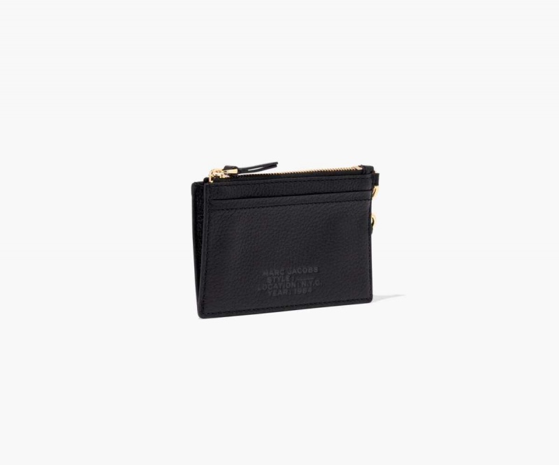 Black Women's Marc Jacobs Leather Top Zip Wristlet Wallets | USA000440