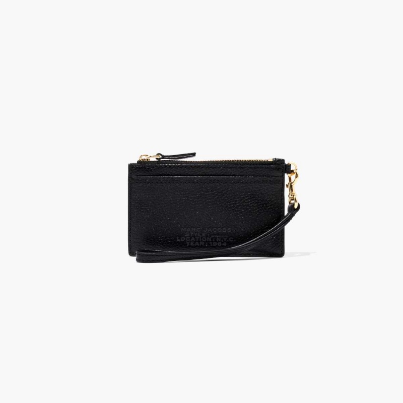 Black Women\'s Marc Jacobs Leather Top Zip Wristlet Wallets | USA000440