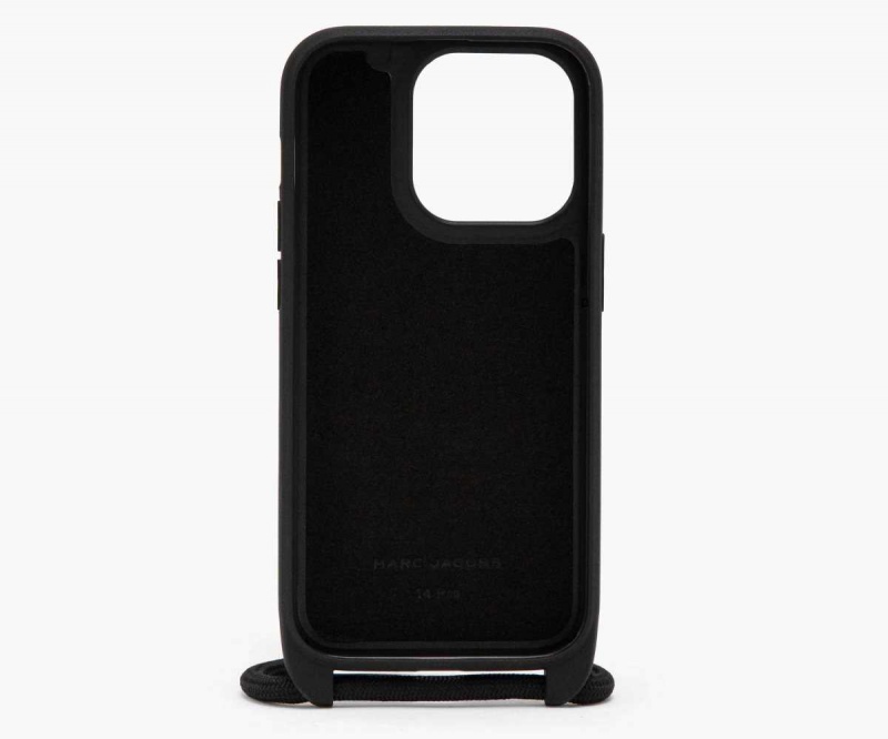 Black Women's Marc Jacobs Monogram iPhone 14 Pro Crossbody Case Outlet | USA000474