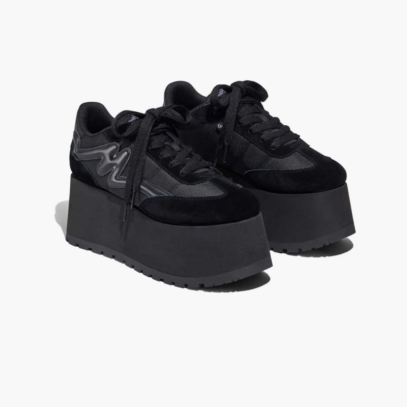 Black Women\'s Marc Jacobs Platform Jogger Sneakers | USA000773