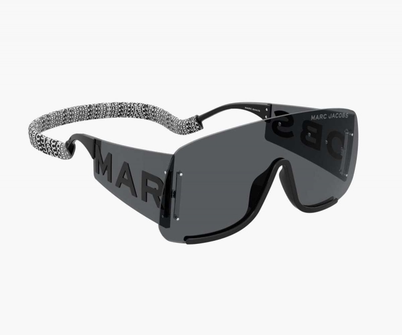Black Women's Marc Jacobs RUNWAY MONOGRAM SHIELD Sunglasses | USA000558