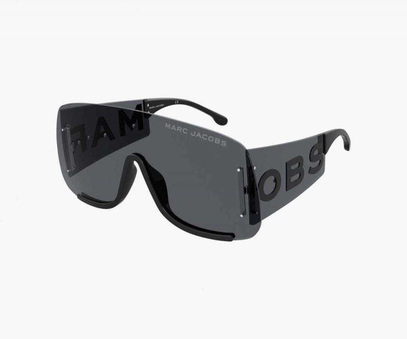 Black Women's Marc Jacobs RUNWAY MONOGRAM SHIELD Sunglasses | USA000558