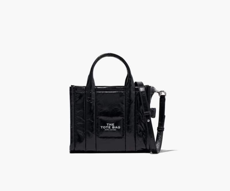 Black Women's Marc Jacobs Shiny Crinkle Mini Tote Bags | USA000040