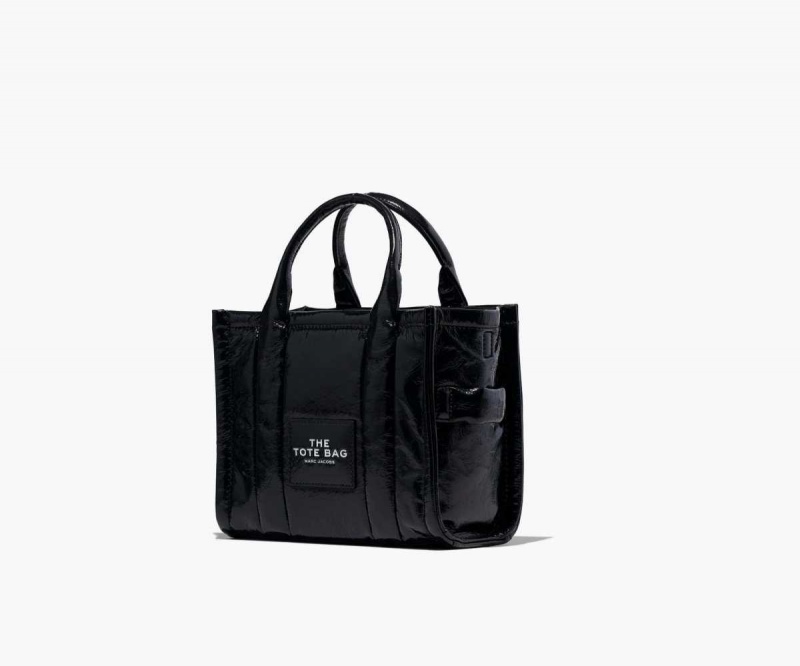 Black Women's Marc Jacobs Shiny Crinkle Mini Tote Bags | USA000040