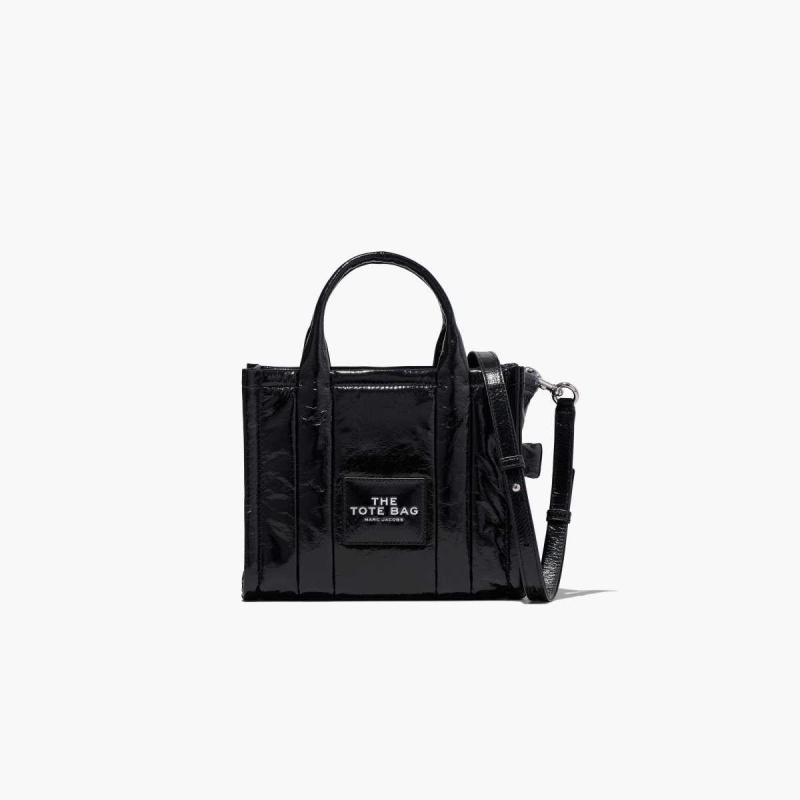Black Women\'s Marc Jacobs Shiny Crinkle Mini Tote Bags | USA000040