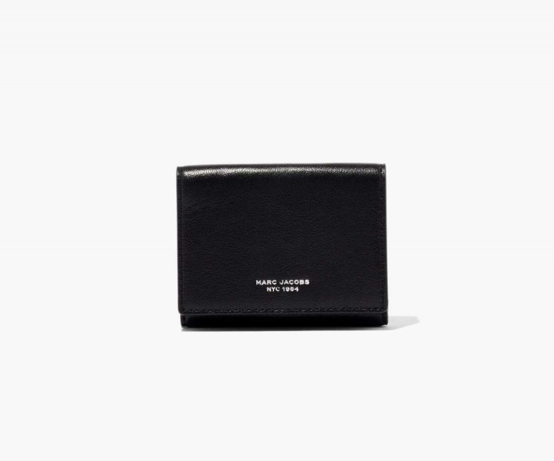 Black Women's Marc Jacobs Slim 84 Medium Trifold Wallets | USA000407