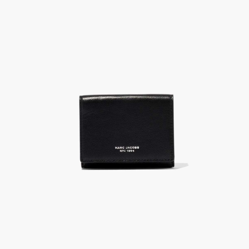 Black Women\'s Marc Jacobs Slim 84 Medium Trifold Wallets | USA000407