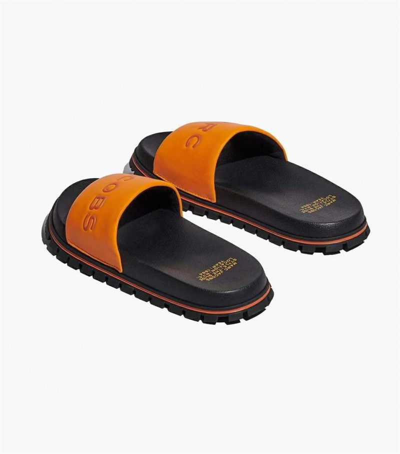 Black Women's Marc Jacobs The Leather Slides | USA000811