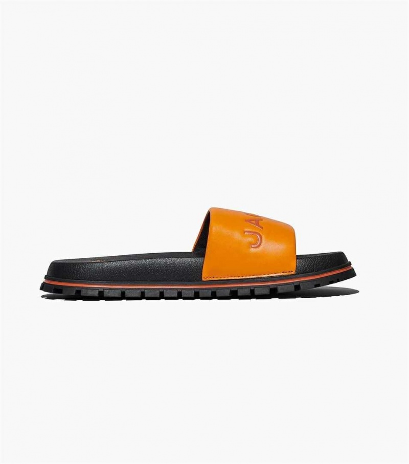 Black Women's Marc Jacobs The Leather Slides | USA000811