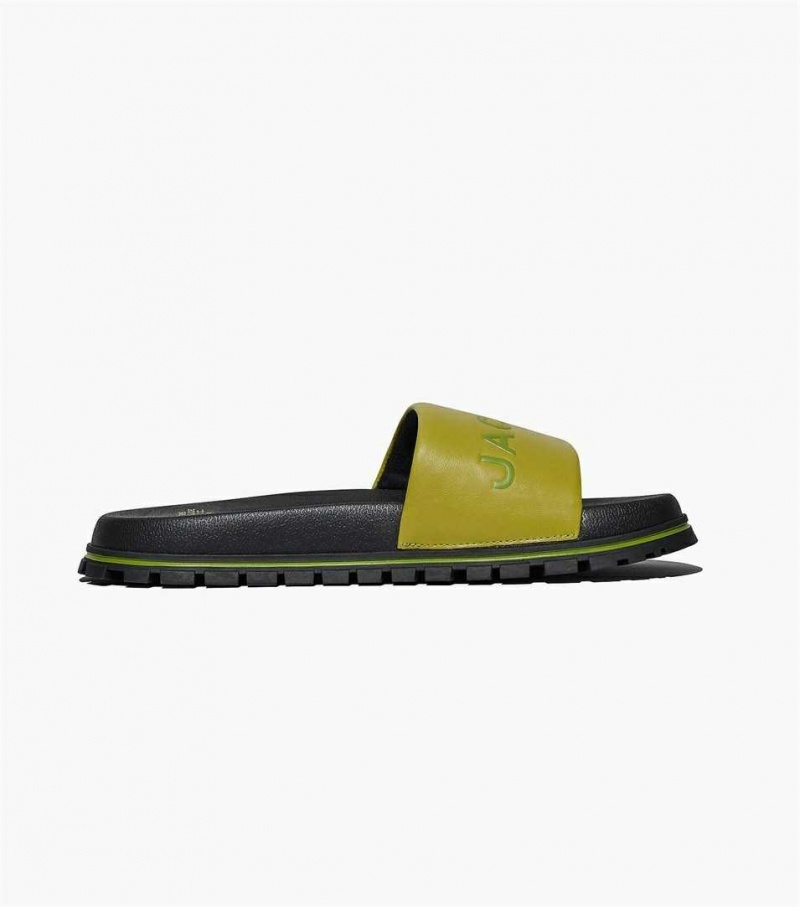 Black Women's Marc Jacobs The Leather Slides | USA000812