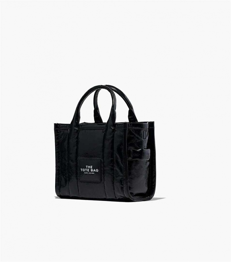 Black Women's Marc Jacobs The Shiny Crinkle Mini Tote Bags | USA000014