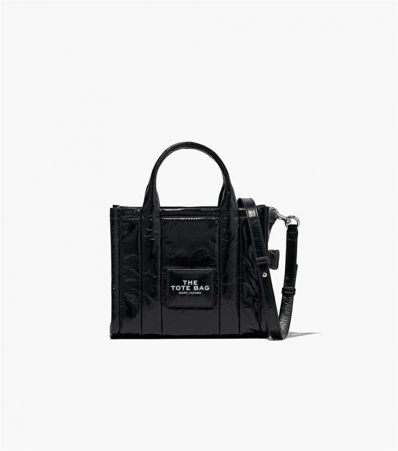 Black Women\'s Marc Jacobs The Shiny Crinkle Mini Tote Bags | USA000014