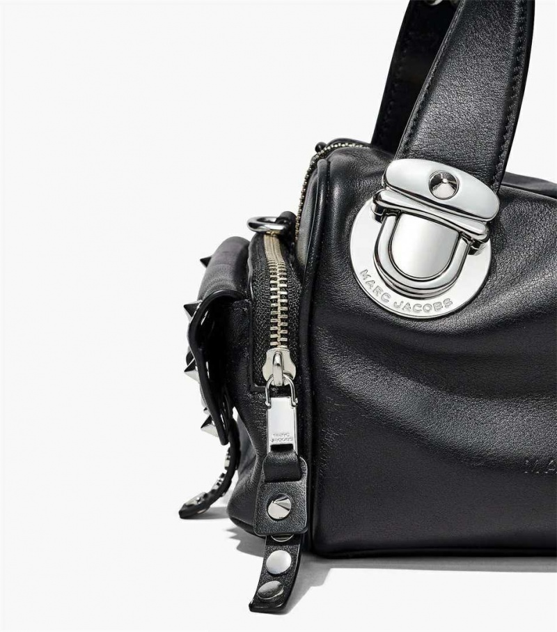 Black Women's Marc Jacobs The Studded Pushlock Mini Satchel Bags | USA000204