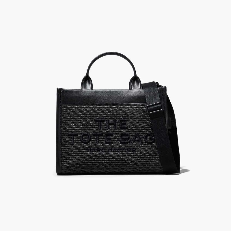 Black Women\'s Marc Jacobs Woven DTM Medium Tote Bags | USA000053