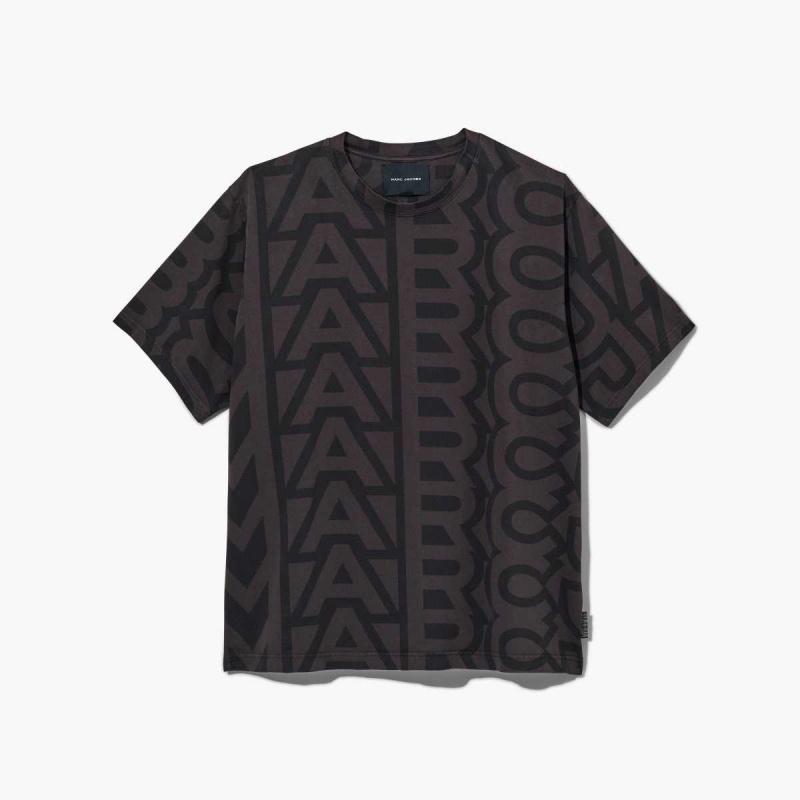 Black / Charcoal Women\'s Marc Jacobs Monogram Big T Shirts | USA000676