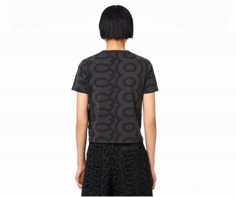 Black / Charcoal Women's Marc Jacobs Monogram Baby T Shirts | USA000680