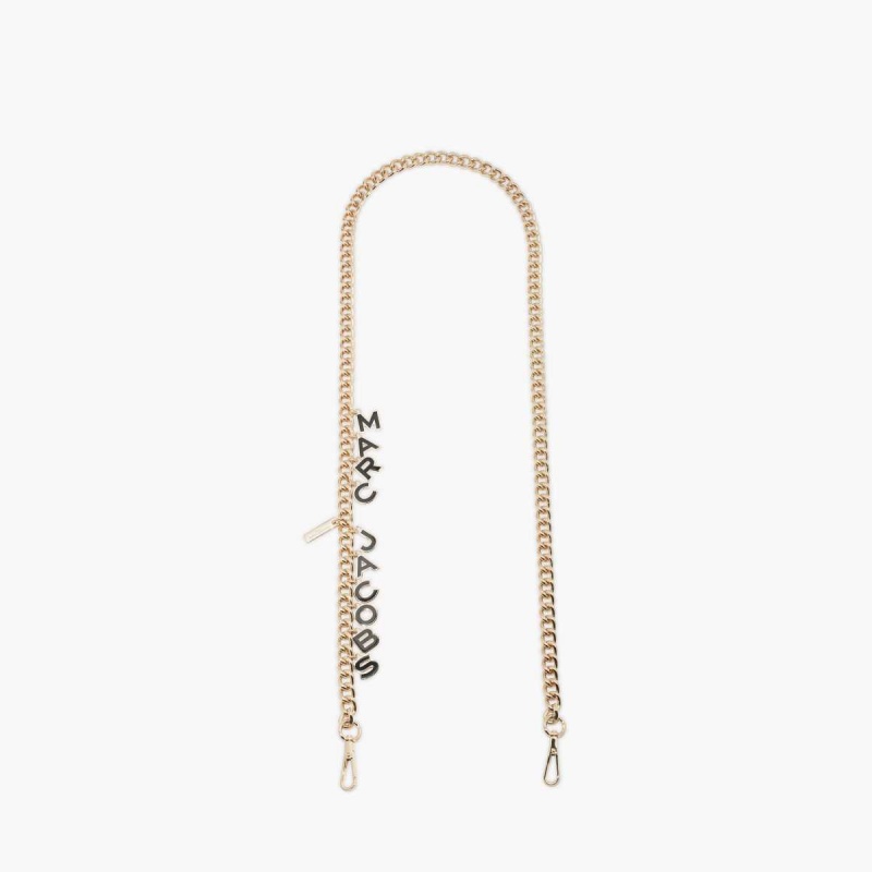 Black / Gold Women\'s Marc Jacobs Charm Chain Crossbody Strap | USA000510