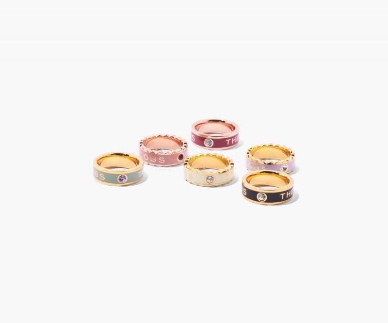 Black / Gold Women's Marc Jacobs Medallion Rings | USA000758