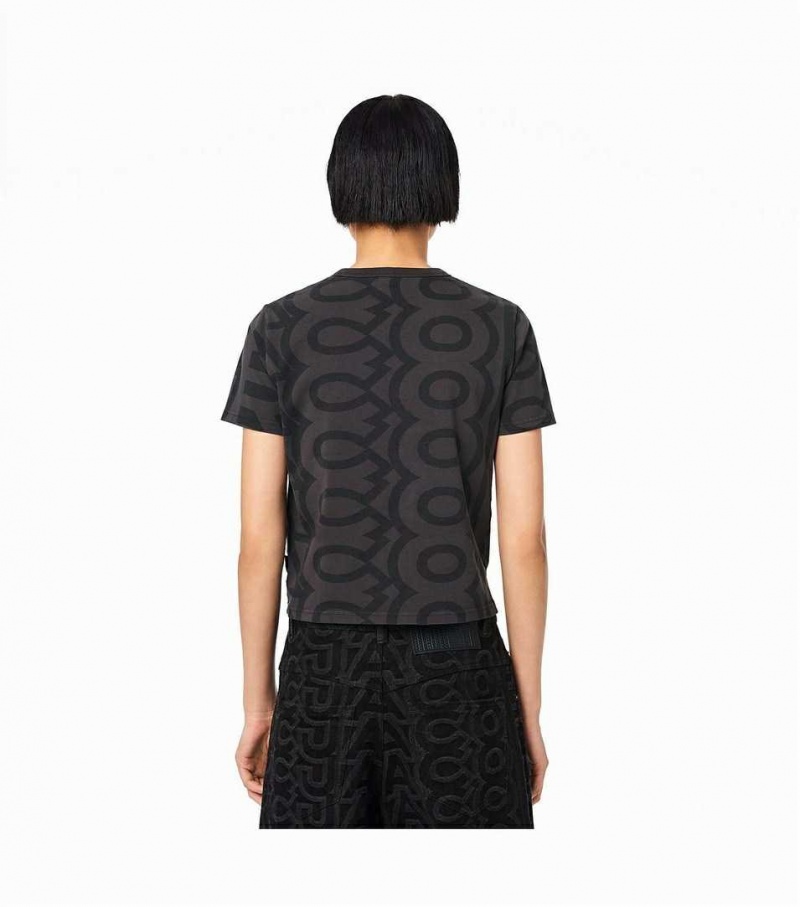 Black / Grey Women's Marc Jacobs The Monogram Baby T Shirts | USA000671