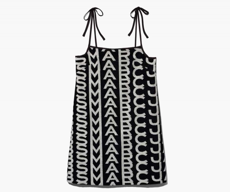 Black / Ivory Women's Marc Jacobs Monogram Terry Apron Dress | USA000582