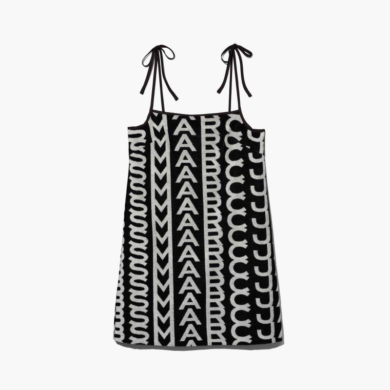 Black / Ivory Women\'s Marc Jacobs Monogram Terry Apron Dress | USA000582