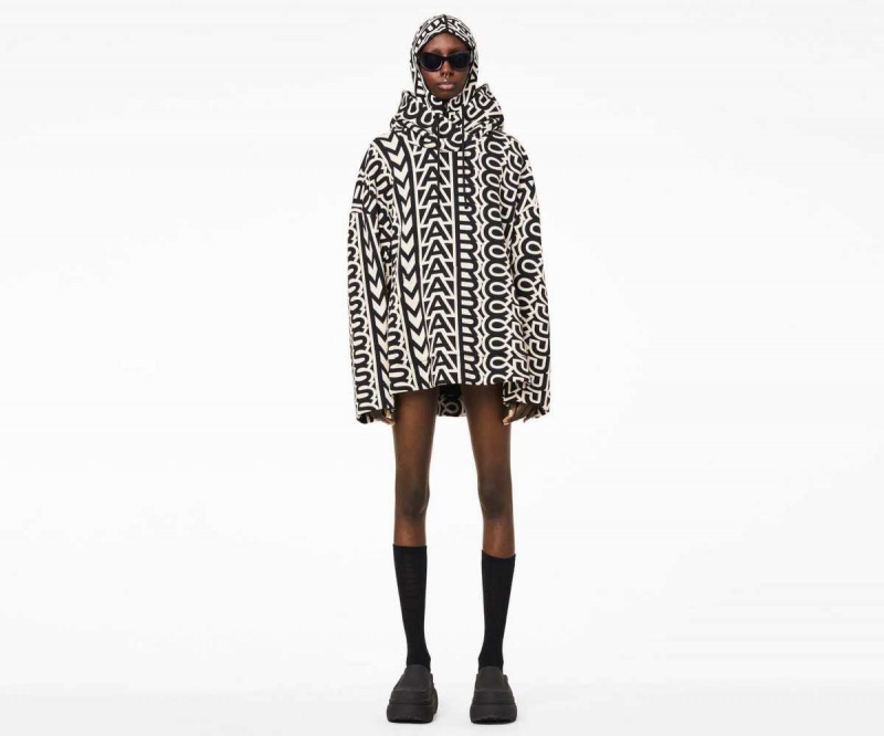 Black / Ivory Women's Marc Jacobs Monogram Oversized Hoodie | USA000591
