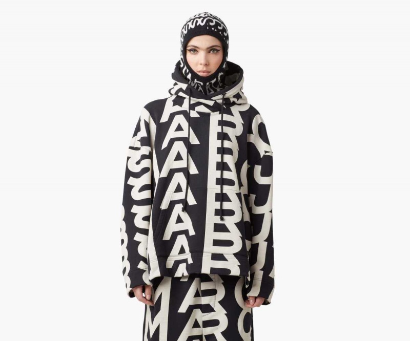 Black / Ivory Women's Marc Jacobs Monogram Oversized Hoodie | USA000595