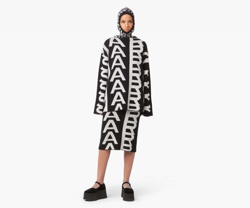 Black / Ivory Women's Marc Jacobs Monogram Knit Tube Skirts | USA000643