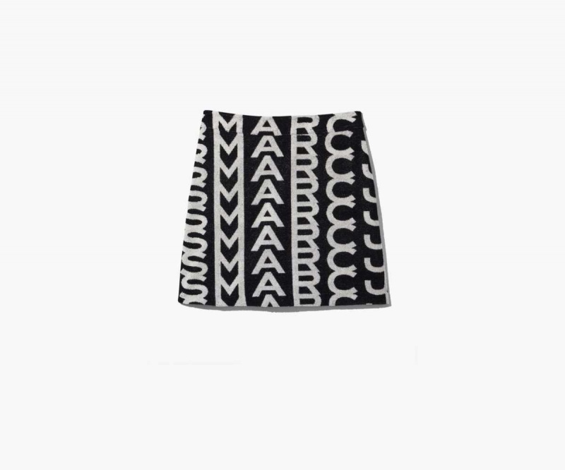 Black / Ivory Women's Marc Jacobs Monogram Terry Skirts | USA000644