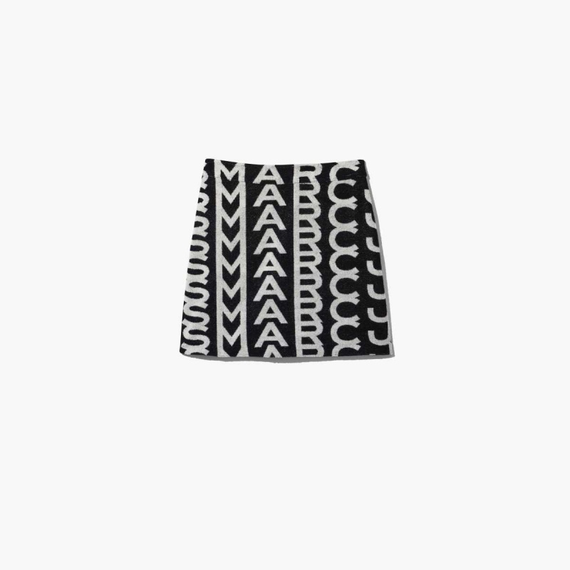 Black / Ivory Women\'s Marc Jacobs Monogram Terry Skirts | USA000644