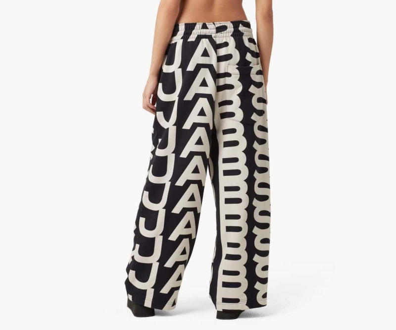 Black / Ivory Women's Marc Jacobs Monogram Oversized Sweatpants | USA000659