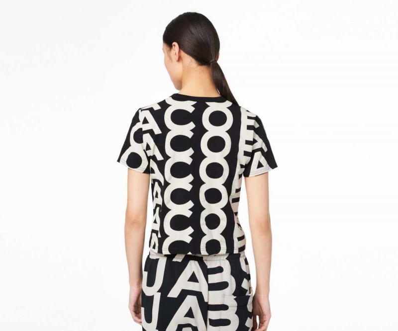 Black / Ivory Women's Marc Jacobs Monogram Baby T Shirts | USA000682