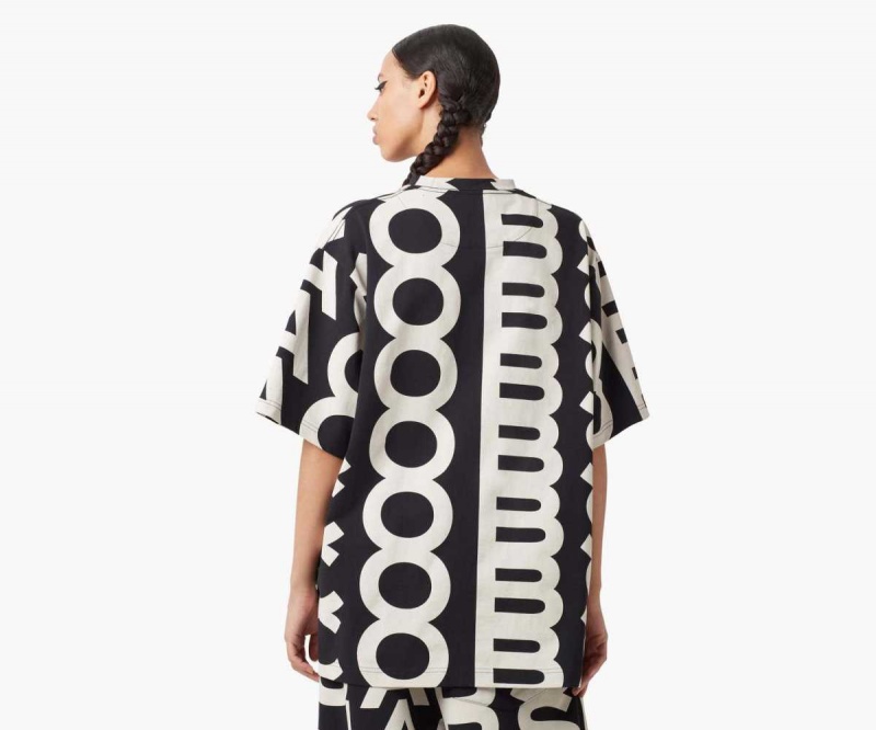 Black / Ivory Women's Marc Jacobs Monogram Big T Shirts | USA000686