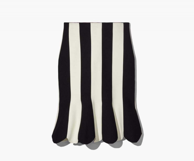 Black / Ivory Women's Marc Jacobs Scuba Stripe Skirts | USA000646