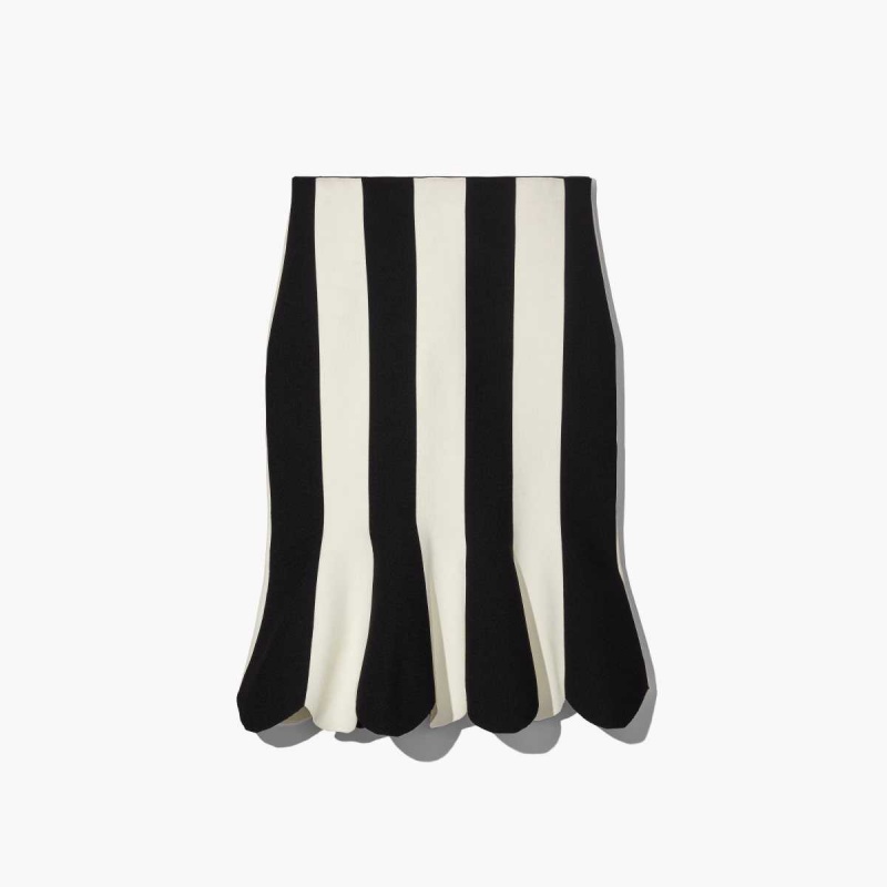 Black / Ivory Women\'s Marc Jacobs Scuba Stripe Skirts | USA000646