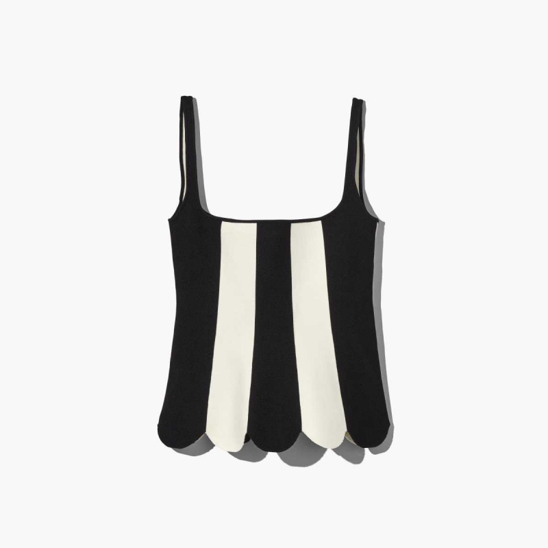 Black / Ivory Women\'s Marc Jacobs Scuba Stripe Tops | USA000703