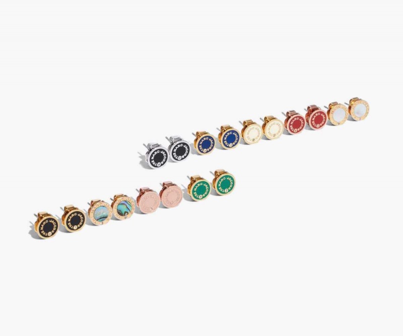 Black / Silver Women's Marc Jacobs Medallion Studs Earrings | USA000743
