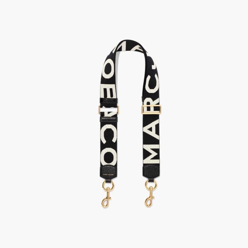 Black / White Women\'s Marc Jacobs Logo Webbing Strap | USA000525