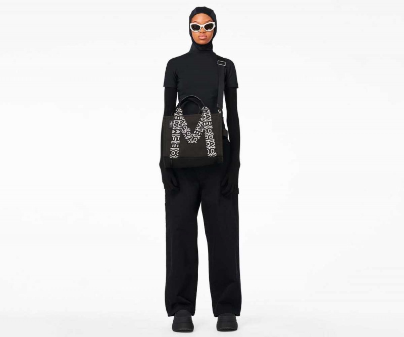 Black / White Women's Marc Jacobs M Medium Tote Bags | USA000100