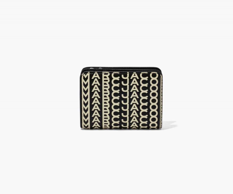 Black / White Women's Marc Jacobs Monogram Mini Compact Wallets | USA000416