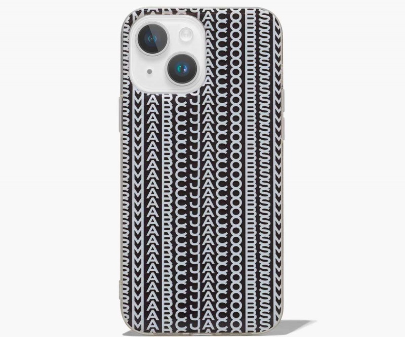Black / White Women's Marc Jacobs Monogram iPhone Case 14 Plus Outlet | USA000473