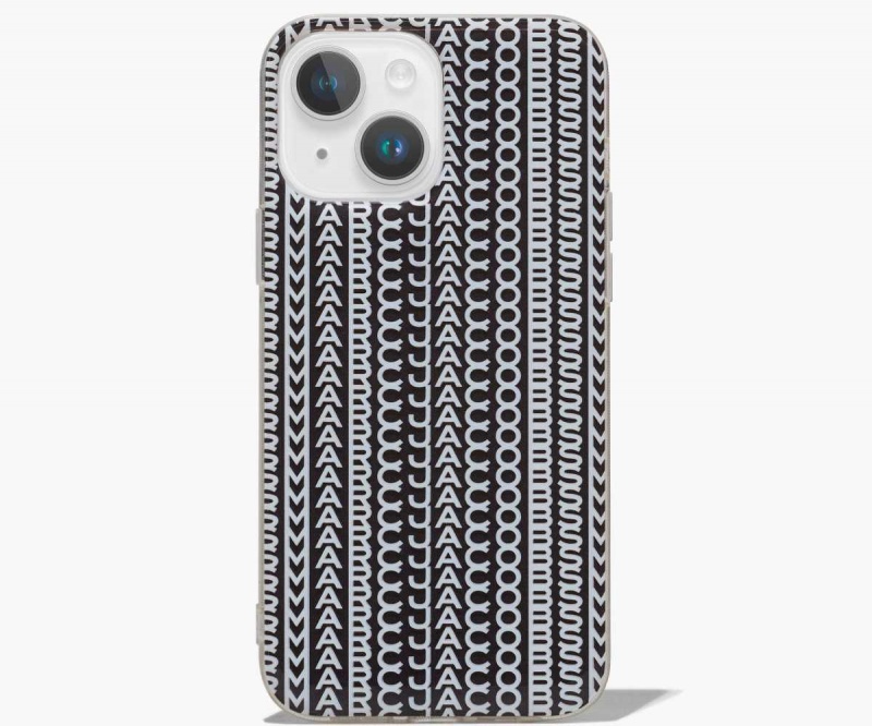 Black / White Women's Marc Jacobs Monogram iPhone Case 14 Plus Outlet | USA000473