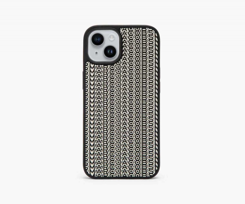 Black / White Women's Marc Jacobs Monogram iPhone 14 3D Case Outlet | USA000477