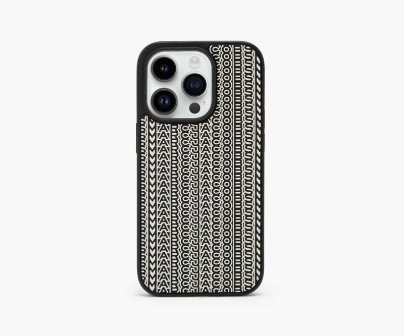 Black / White Women's Marc Jacobs Monogram iPhone 14 Pro 3D Case Outlet | USA000480
